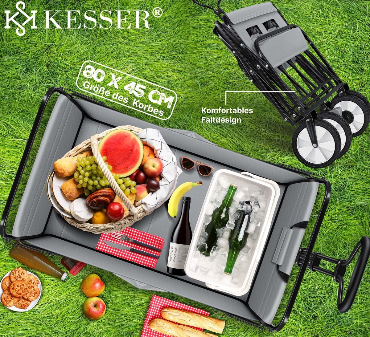 KESSER® Bolderkar - Opvouwbaar - Bolderwagen - Grijs