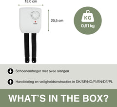 Melissa Schoenendroger - 2 Slangen - 250W - Snel en gemakkelijk je schoenen en laarzen droog - Ook geschikt voor Wintersport en Duikpakken - 16540009 - Wit •