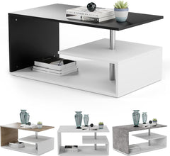 Miadomodo - Salontafel - Donker Grijs / Wit - 90x50cm - Met opbergruimte