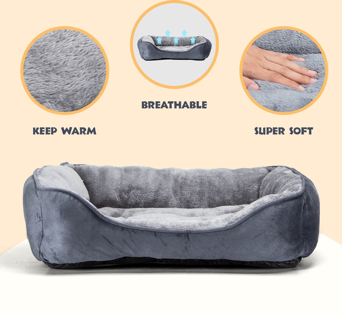 Nobleza Hondenmand - Hondenbed - 67x57x18 cm - M - Grijs
