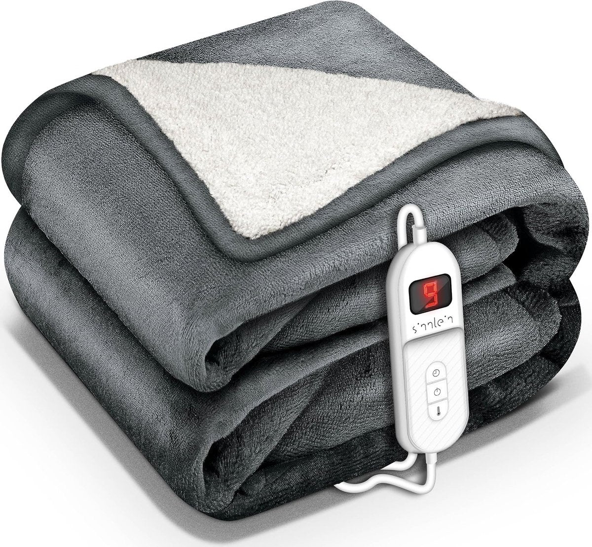 Elektrische deken - Warmtedeken - 1 persoons - 180x130 cm - Donkergrijs - Sinnlein® •