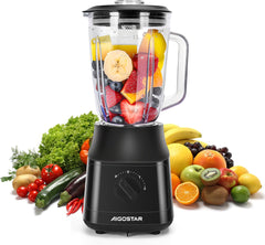 Aigostar Blender - Glazen Kan - Smoothie Maker - 1,5L - 600W - Zwart