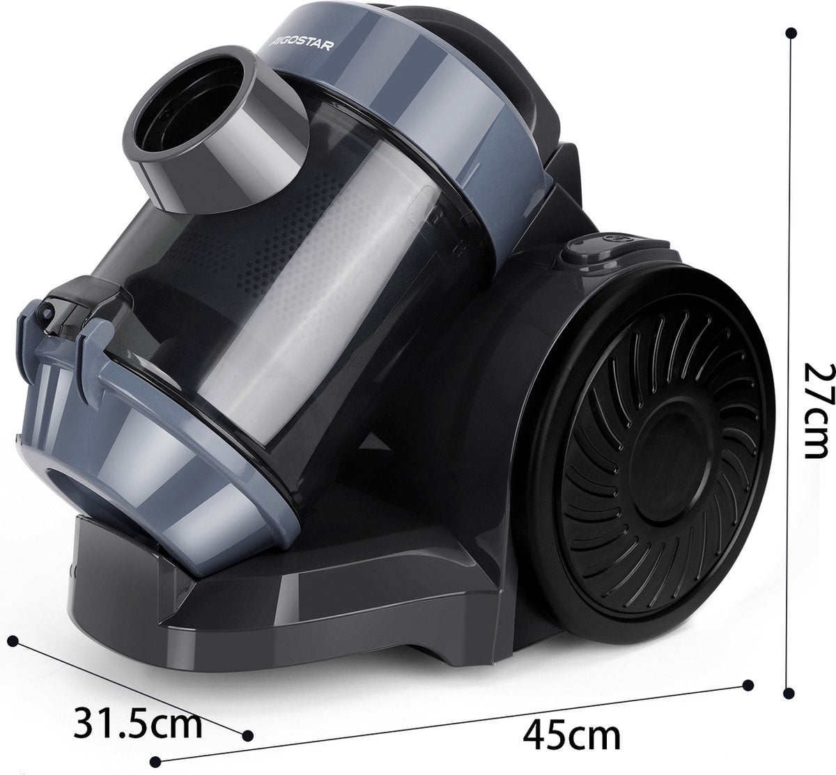 Aigostar Stofzuiger zonder zak - 17KPa - 800W - Zwart •