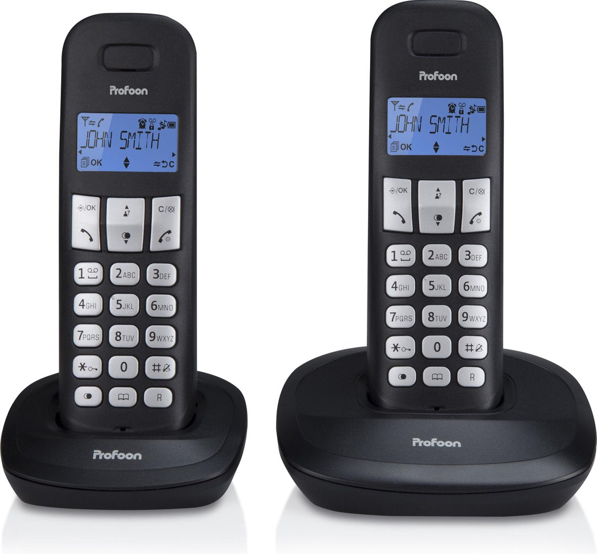 Profoon PDX-1120 Draadloze Dect Telefoon - 2 handposten - Lange standby tijd - Zwart •