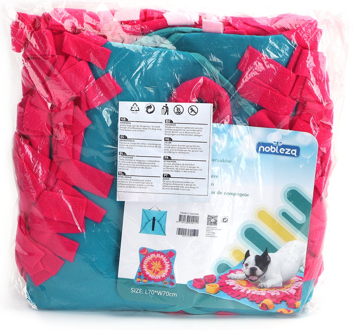 Nobleza Snuffelmat hond - honden speelmat - hondenspeelgoed - fleece - snackmat - 70 x 70 cm
