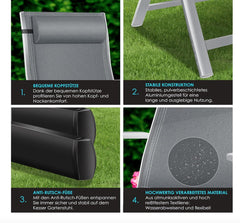 Tuinstoelen verstelbaar - Ligstoel - Set van 2 - Grijs - KESSER®