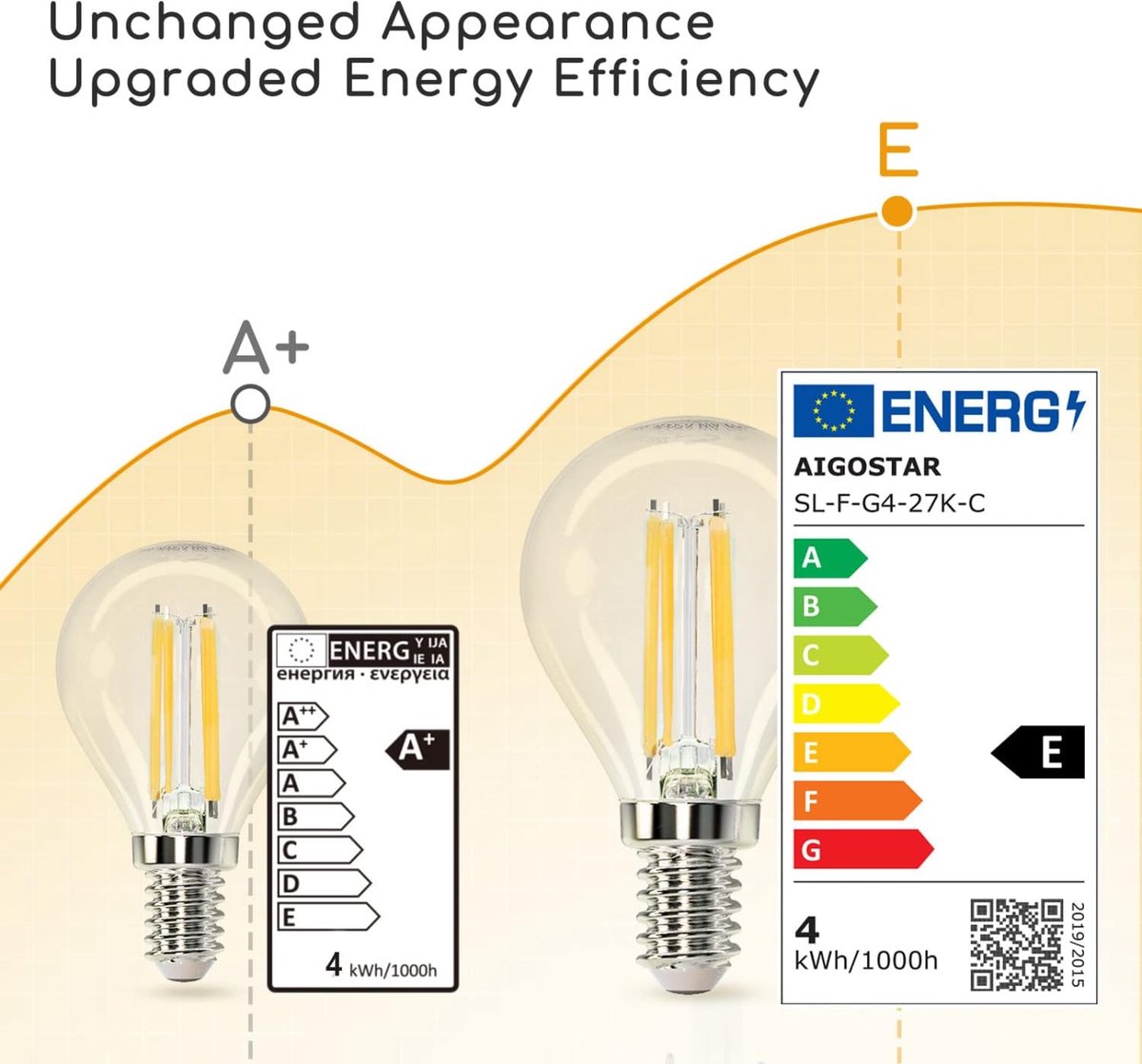 E14 LED lamp - Dimbaar - Filament lamp - 4W - 5 stuks - Aigostar