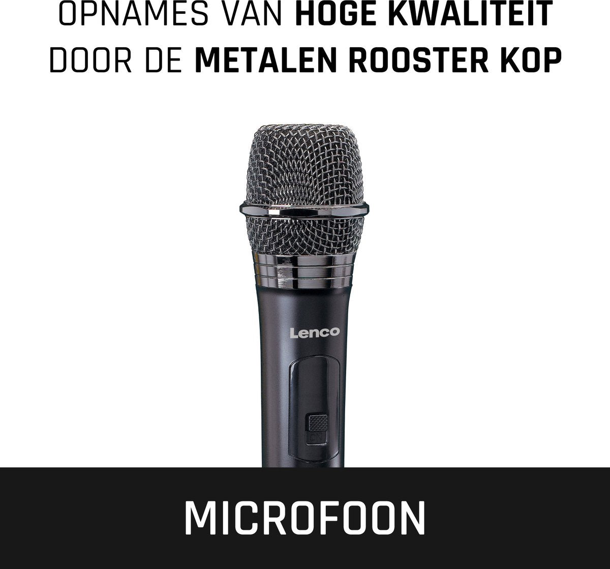 Lenco Microfoon Draadloos - MCW-011BK - Draadloze Microfoon met 6,3 mm ontvanger - Plug & Play - Zwart