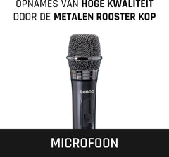 Lenco Microfoon Draadloos - MCW-011BK - Draadloze Microfoon met 6,3 mm ontvanger - Plug & Play - Zwart