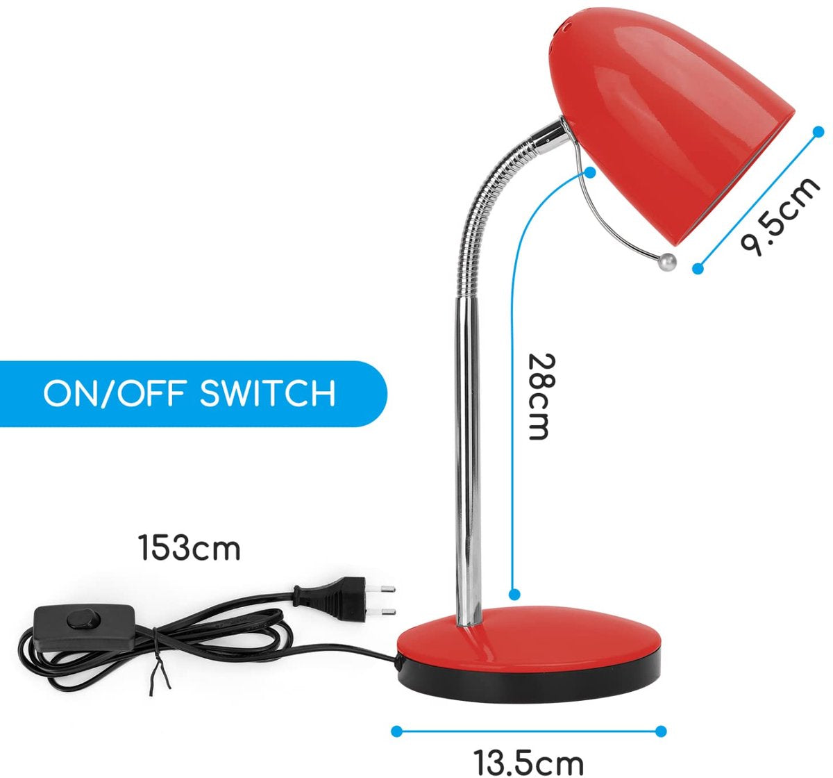 Tafellamp - Bureaulamp - Tafellamp slaapkamer - Rood - Aigostar