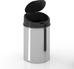 Vuilnisbak / Afvalbak met sensor - 30L - RVS - waterproof - rond met klemring - Zilver