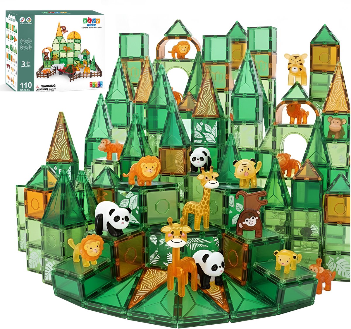 Magnetic Tiles - Magnetisch Speelgoed - Magnetische Tegels - Educatief & Constructie - Montessori Speelgoed - 50 Stuks - Magnetische Bouwstenen - Magnetische Bouwblokken - Bouw je Magna Wereld - Voor 3, 4, 5, 6, 7, 8, 9 Jaar - Kinderen - Olvy