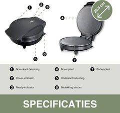 Melissa Kniepertjesijzer - Wafels en IJshoorntjes - Inclusief IJshoornvorm en beslagrecept - Bakplaat met Antiaanbaklaag - 16310232 - Zwart •