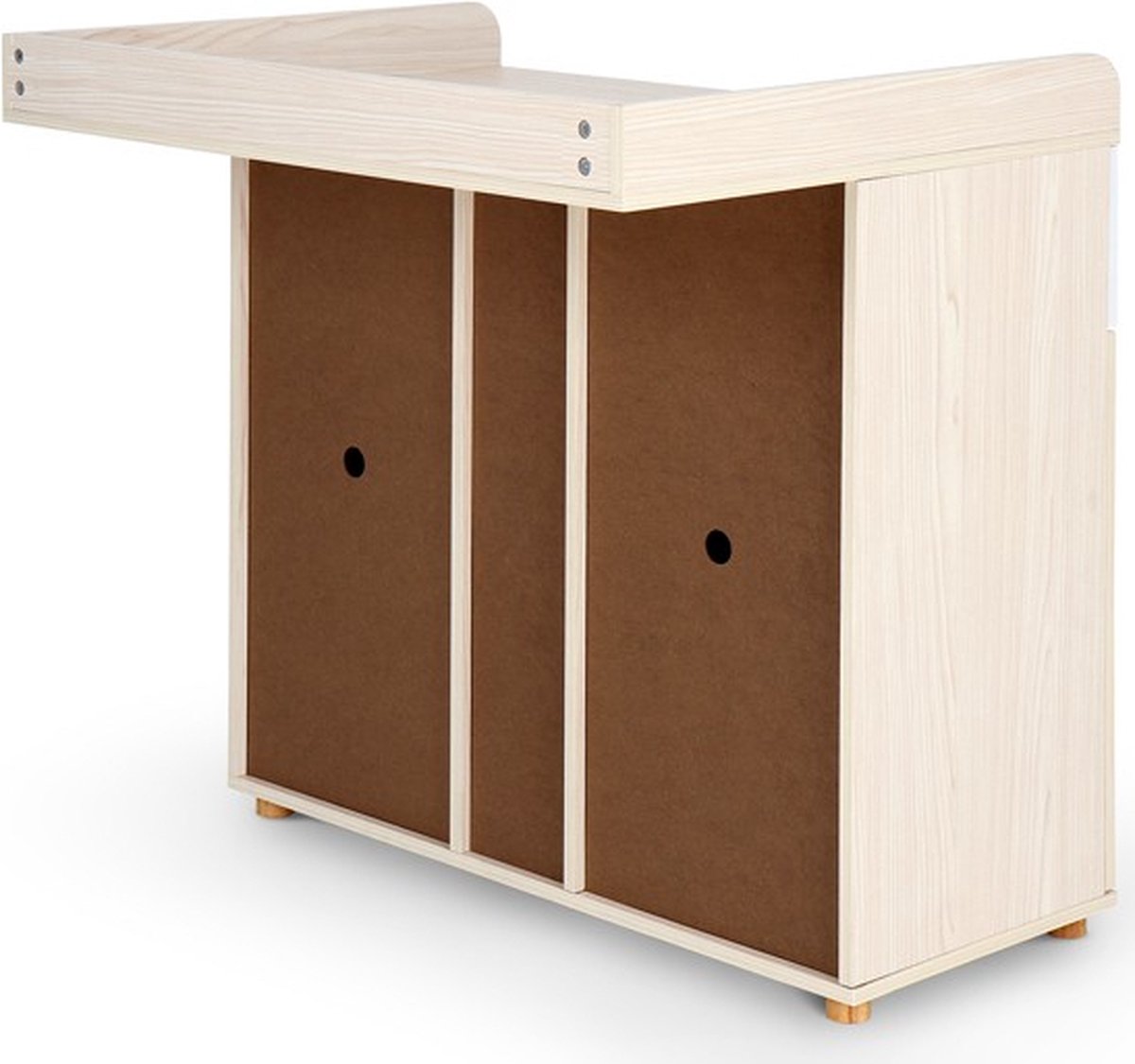 Infantastic - Babycommode met 2 grote lades en 5 vakken - Ladekast met Opbergrumte - Veelzijdig Omkleedmeubel met Organiser - 90x69x92 cm (LxBxH) - Eiken-Fineer