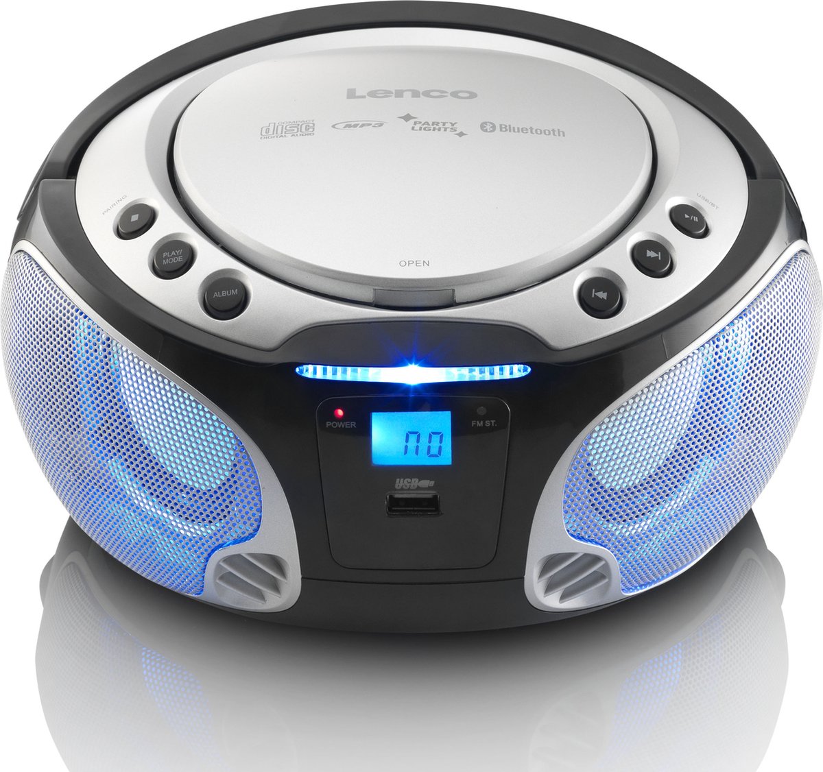 Lenco SCD-550SI - Draagbare radio met Bluetooth® en LED verlichting - Zilver