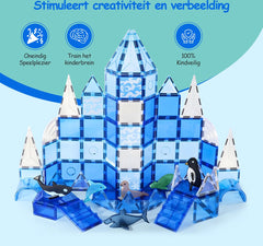 Magnetic Tiles - Magnetisch Speelgoed - Magnetische Tegels - Educatief & Constructie - Montessori - 42 Stuks - Bouwstenen - Bouwblokken - Voor 3, 4, 5, 6, 7, 8, 9 Jaar - Bouw je Magna Wereld - Kinderen - Olvy