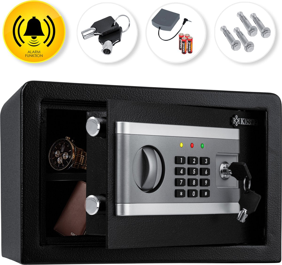 KESSER® Elektronische Kluis met cijferslot - 31x20x20cm - Zwart