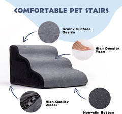 Nobleza hondentrap - hondentrapje voor honden - 3 Treden - Opstapje hond - hondenloopplank - 35 x 56 x 40 - Grijs