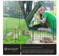 KESSER® Vijverhek tuinhek steekhek complete set metaal 5x bocht rond incl. handschoenen, 1x hamer + 6 bevestigingsstaven, hek om in te steken voor tuin, rooster omheining set buitenren voor dieren