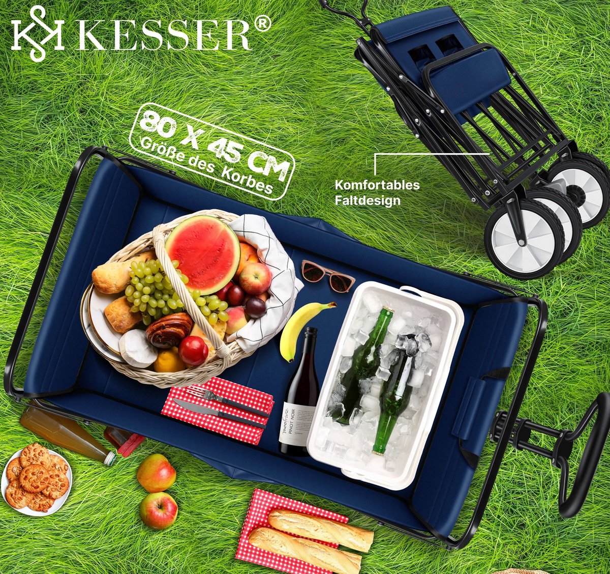 KESSER® Bolderkar - Opvouwbaar - Bolderwagen  - Blauw