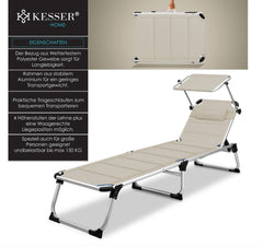 Ligbed - Ligstoel - Zonnebed - Opvouwbaar - Beige - KESSER®