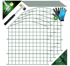 KESSER® Vijverhek tuinhek steekhek complete set metaal 5x bocht rond incl. handschoenen, 1x hamer + 6 bevestigingsstaven, hek om in te steken voor tuin, rooster omheining set buitenren voor dieren