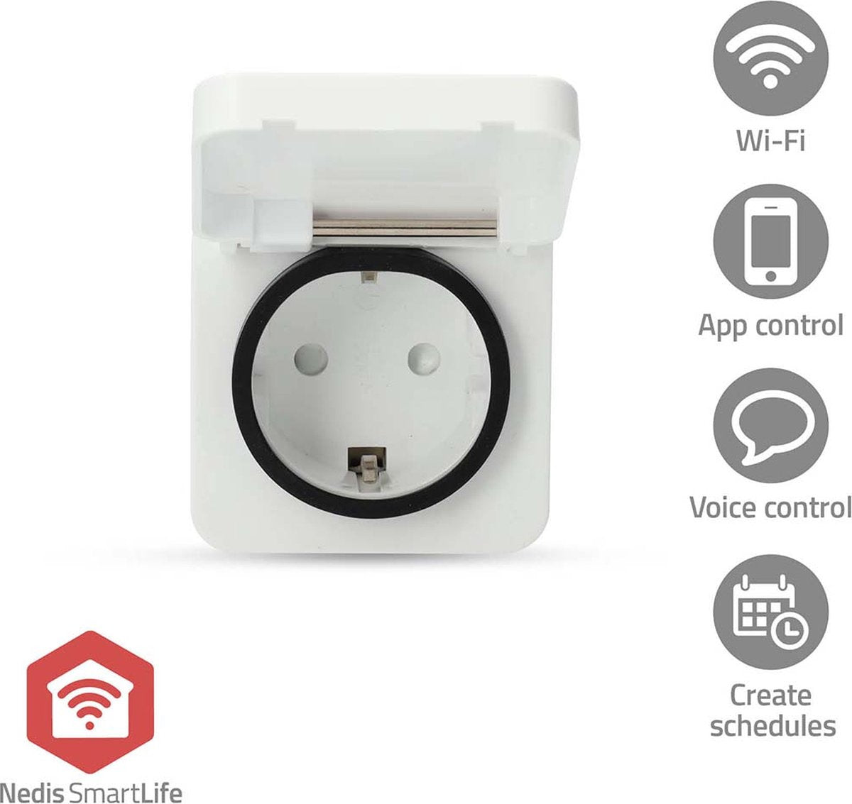 Nedis SmartLife Slimme Stekker – Zigbee 3.0 – Energiemeter – Tijdschakelaar – Voor binnen – Wit – 1 Stuk