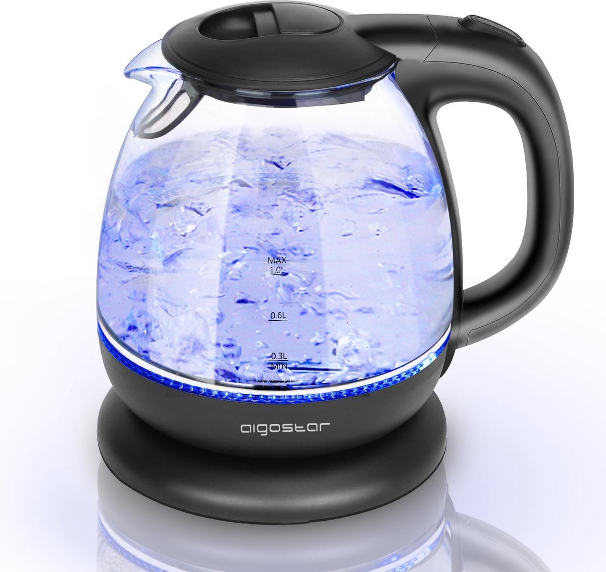 Taylor Swoden Glazen Waterkoker - 1L - 2200W - LED - Zwart