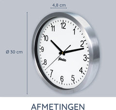 Alecto AK-10 - Extra grote Wandklok met stil Uurwerk - 30 cm •