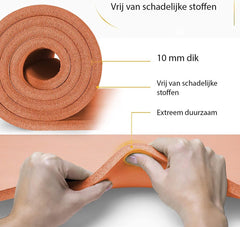 Yogamat - Fitness mat - Sportmat - Yoga mat extra dik - 185x60 cm - Oranje - Tresko