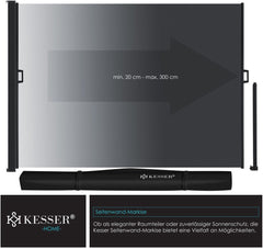 KESSER® Zijzonwering uitschuifbaar zonnescherm 300x180 ondoorzichtige privacybescherm donkergrijs