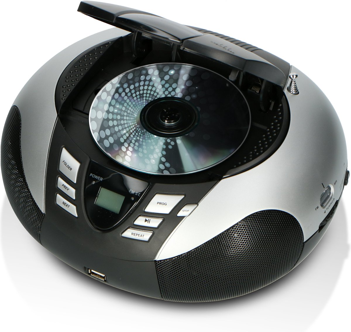 Lenco SCD-37 - Draagbare radio CD speler met MP3 optie en USB - Zilver •