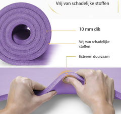 Yogamat - Fitness mat - Sportmat - Yoga mat extra dik - 185x60 cm - Lila - Tresko