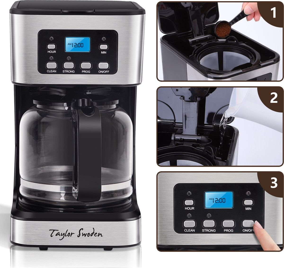 Taylor Swoden Koffiezetapparaat Filterkoffie - Zwart/RVS
