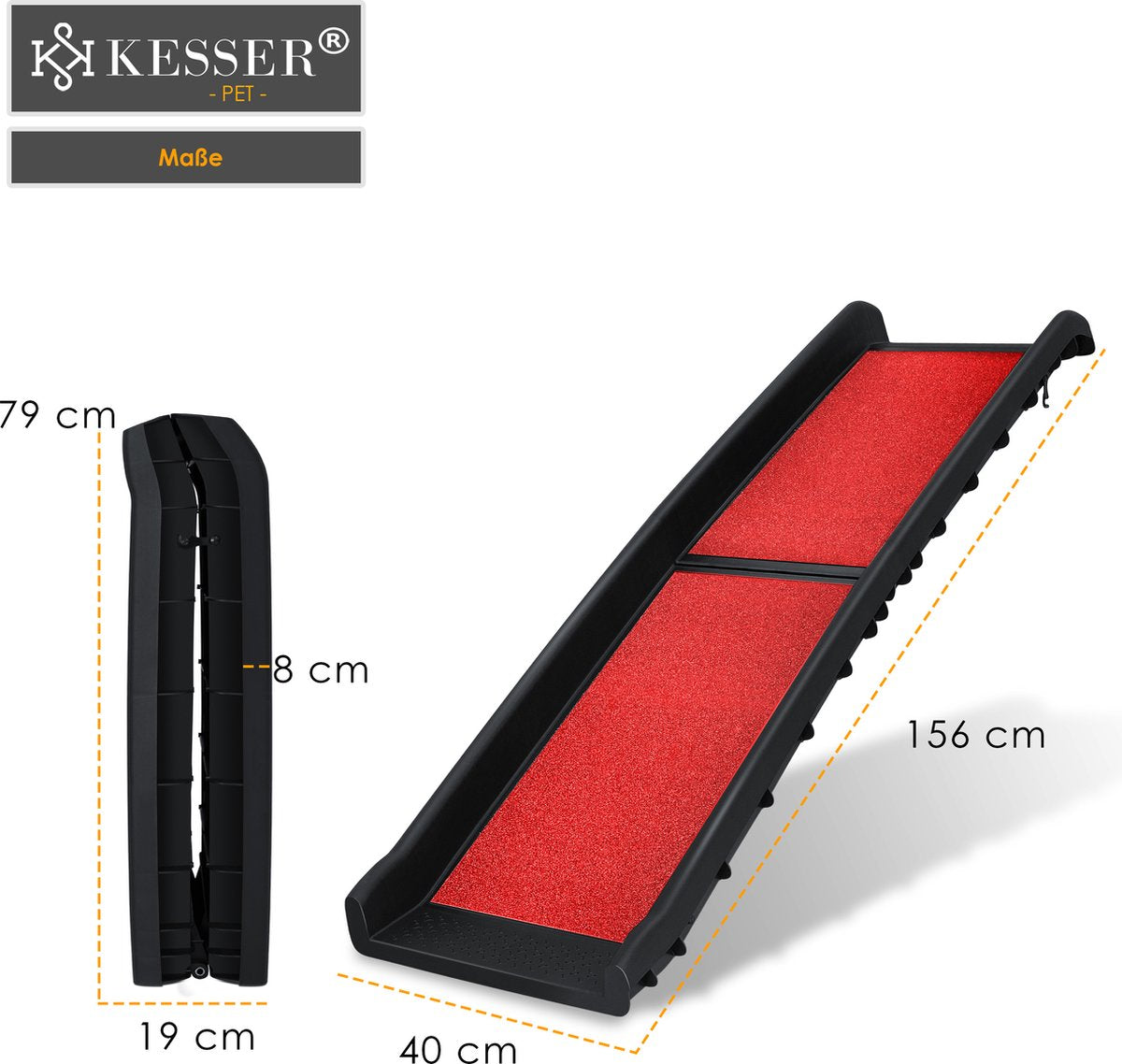 KESSER® Hondenhelling - Loopplank - Hondentrap - Opvouwbaar - Rood