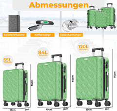 KESSER® Reiskofferset - 3-delig - ABS- Kofferset - Groen