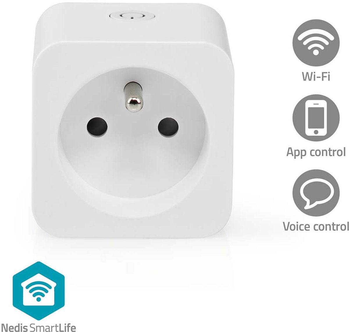 Nedis SmartLife Slimme Stekker - Wi-Fi - IP21 - Energiemeter - 3680 W - France / Type-E (CEE 7/6) - 0 - 55 °C - Android / IOS - Wit - 1 Stuks