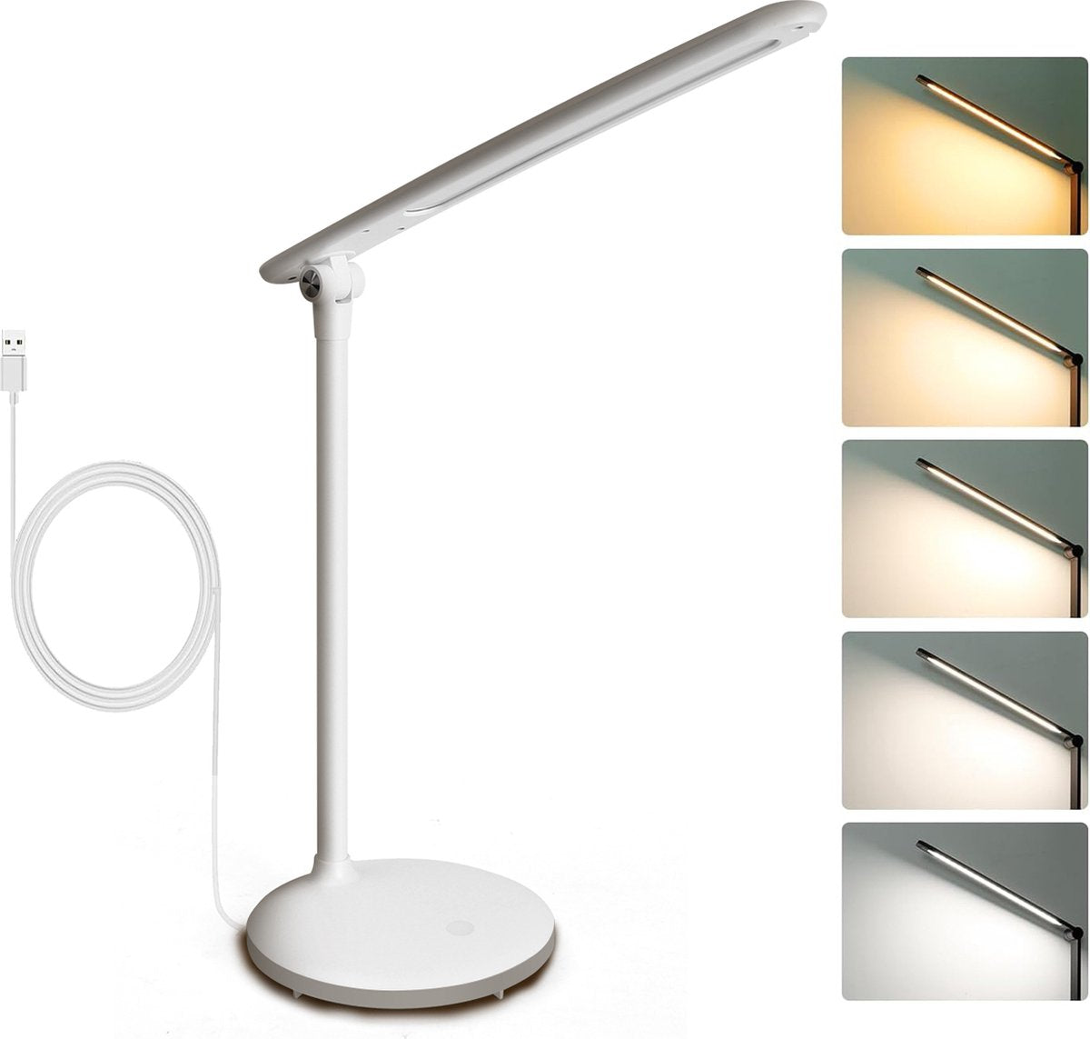 Bureaulamp - Tafellamp - Tafellamp slaapkamer - Wit - Aigostar