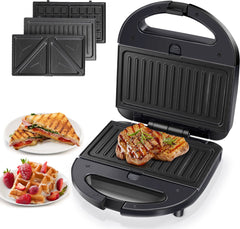 Tosti apparaat - Tosti ijzer - Contactgrill - Wafelijzer - 750W - Zwart - Aigostar