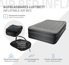 Luchtbed Luchtbed met ingebouwde luchtpomp voor 1 persoon 196x97x47 cm Grijs ML design