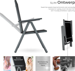 Tuinstoelen verstelbaar - Ligstoel - Set van 2 - Antraciet - Tectake®