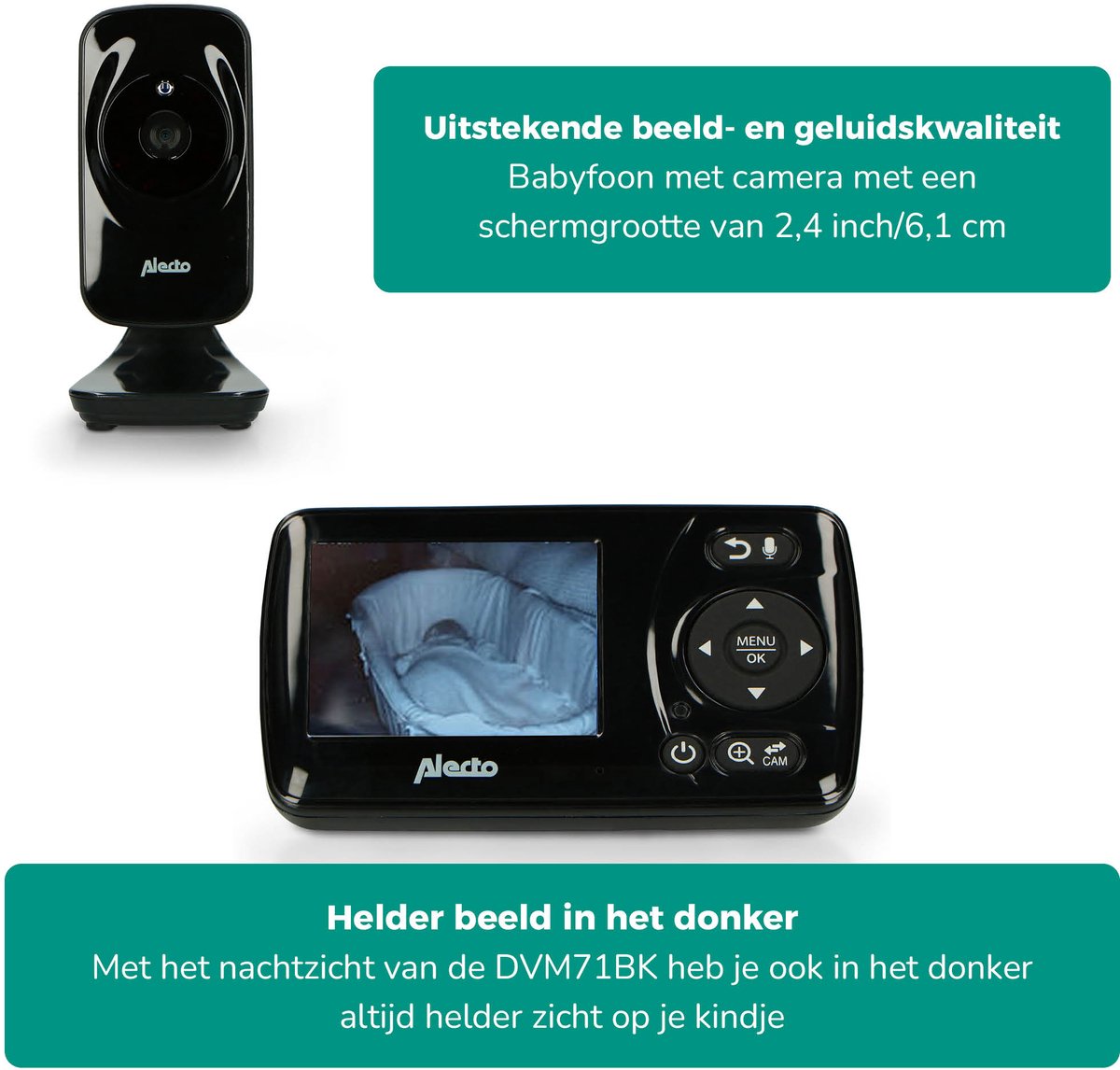 Alecto DVM71BK - Babyfoon met camera - Temperatuurweergave - Zwart