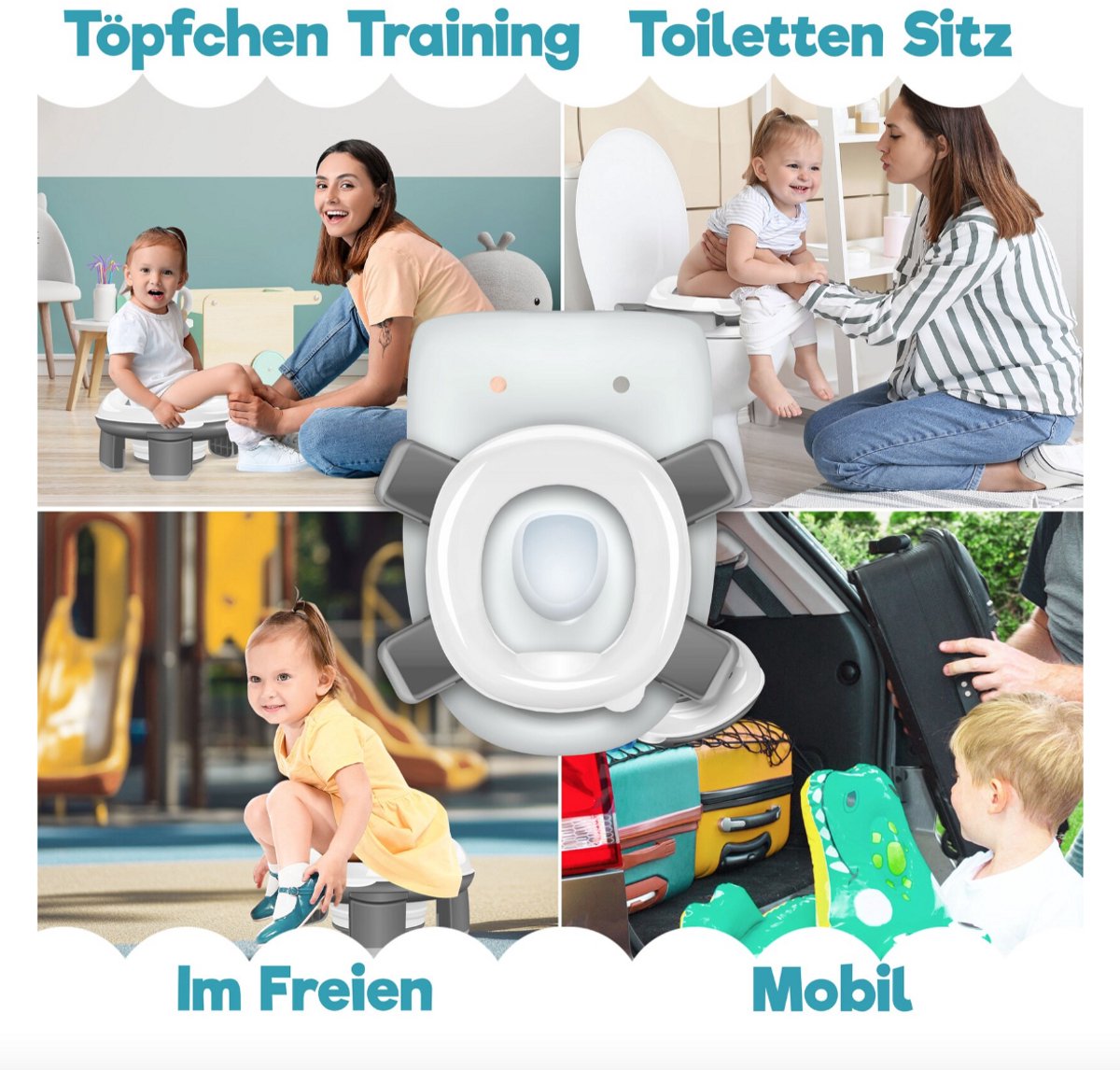KIDIZ® Toiletbril voor kinderen - Kindertoiletbril - WC verkleiner - Antraciet