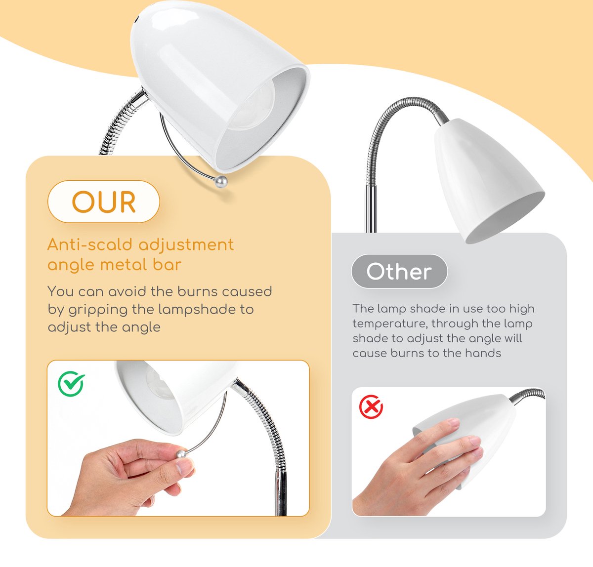 Aigostar Bureaulamp - E27- Leeslamp - Wit