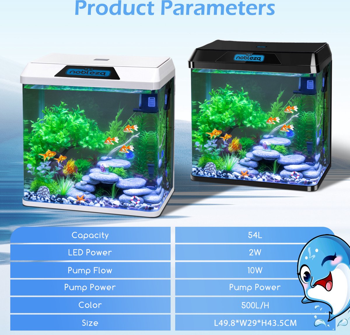 Aquarium Kit - 49,8x29x43,5 cm - 54L - Zwart - Nobleza