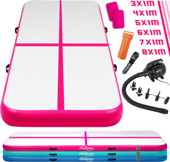 Opblaasbare PVC gym mat,  3 x 1m, met elektrische luchtpomp, gymnastiekmat, trainingsmat, fitnessmat