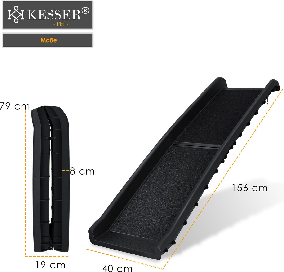 KESSER® Hondenhelling - Loopplank - Hondentrap - Opvouwbaar - Zwart
