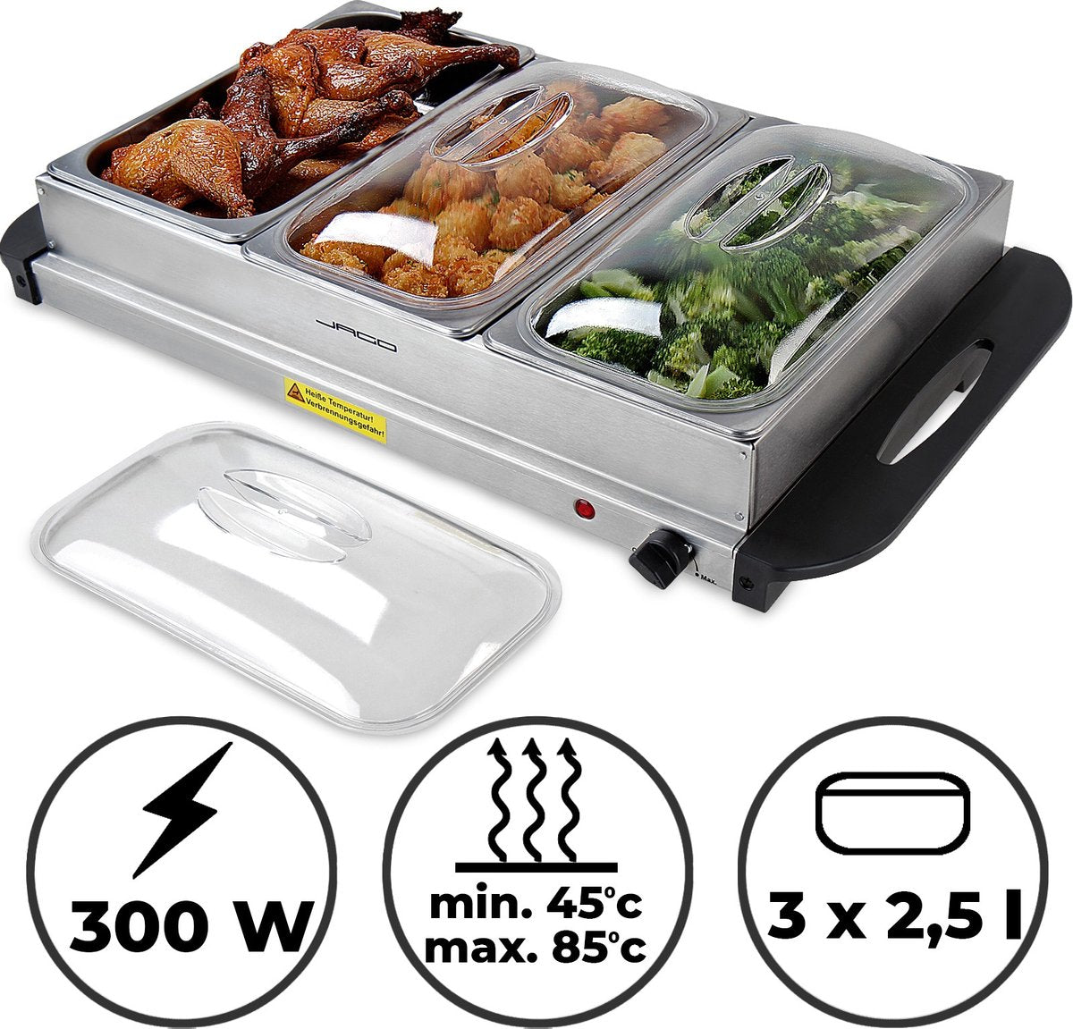 Warmhoudplaat - Buffetwarmer - Chafing Dish - Zilver - Jago