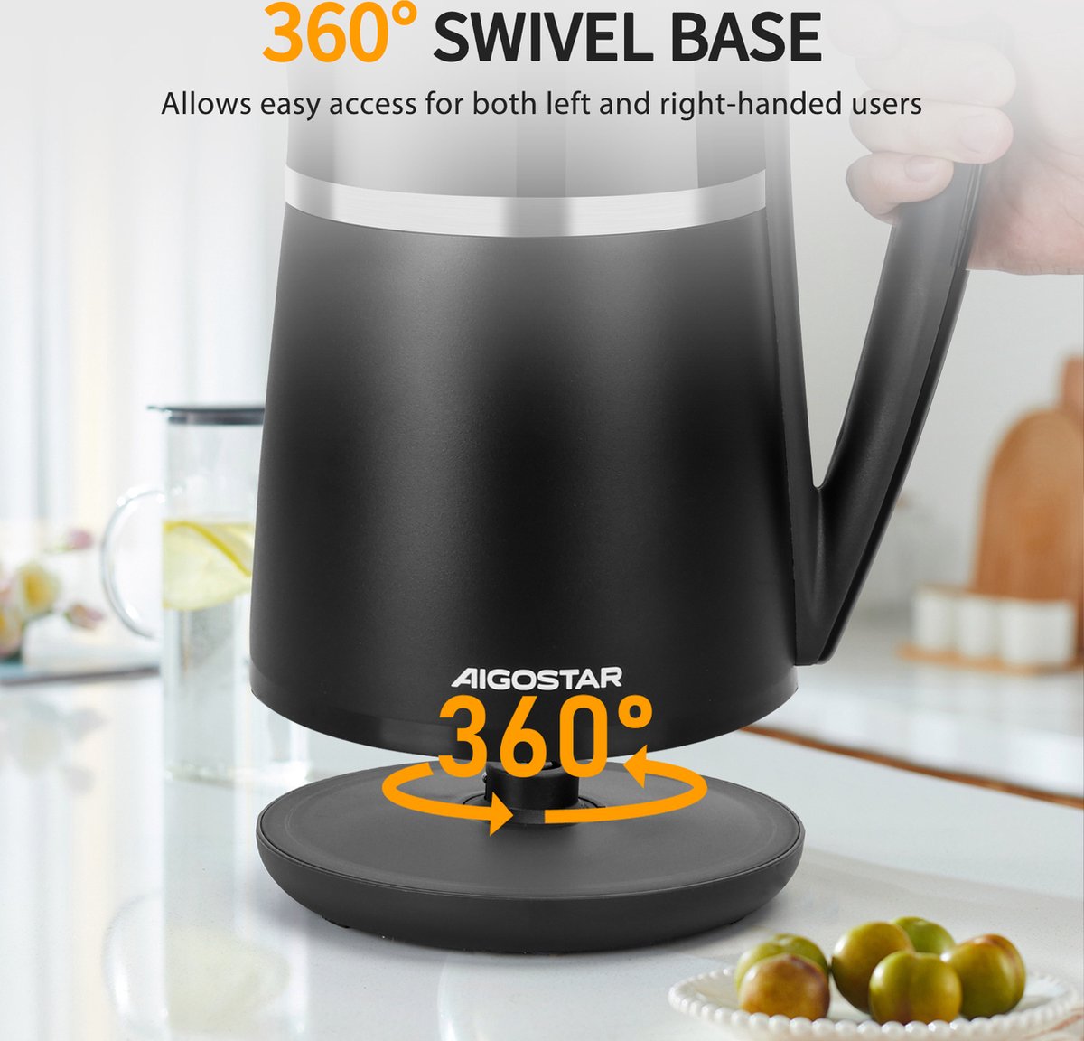 Waterkoker met temperatuurregeling - met LED - 1.7L - 2200W - Zwart