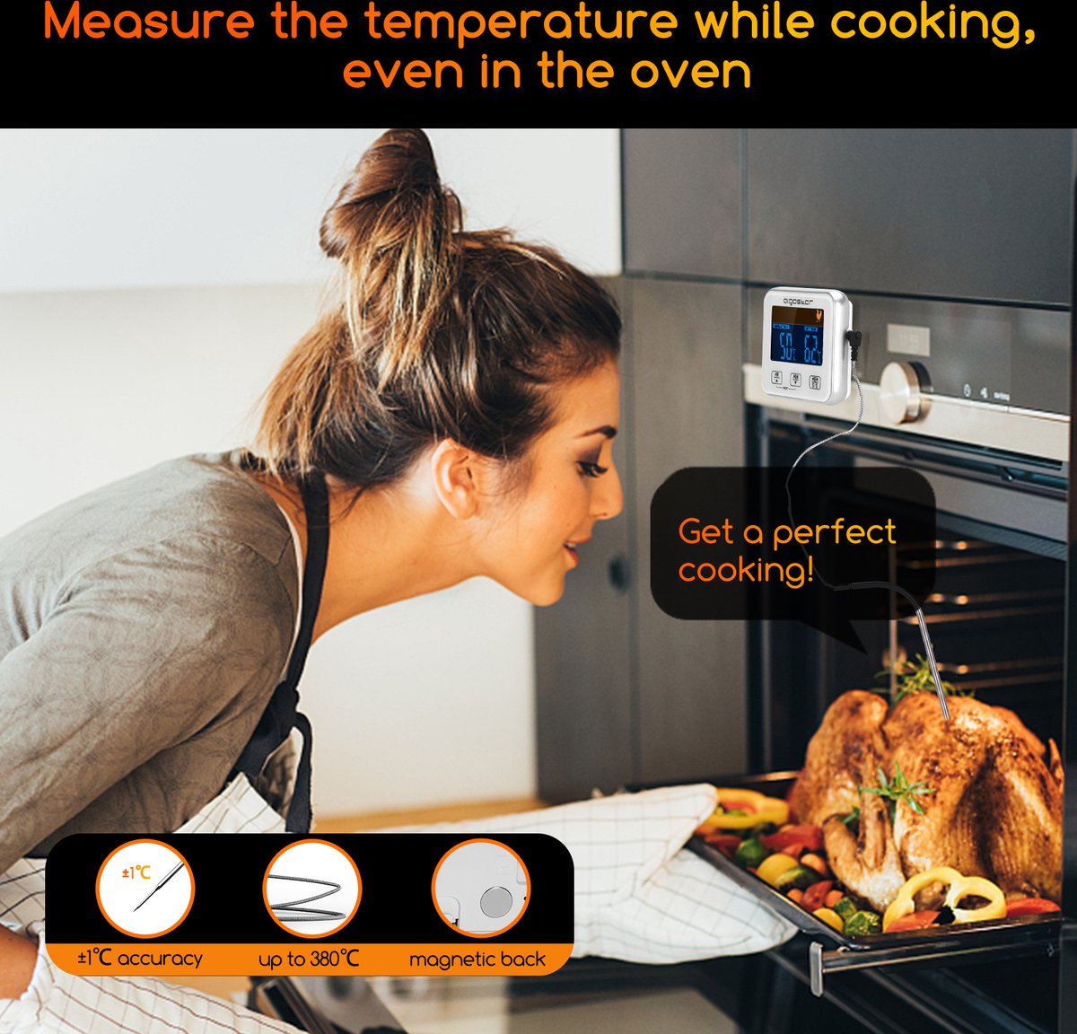 Aigostar 2-in-1 Thermometer - 0-250 Celcius - Wit